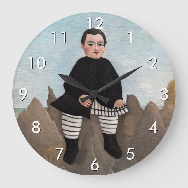 Grande Horloge Ronde Henri Rousseau - Garçon sur les rochers (Recto)