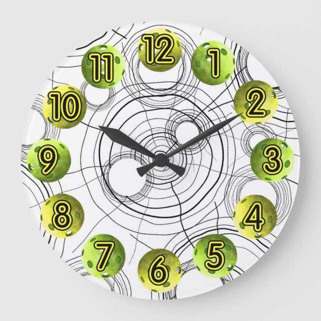 Grande Horloge Ronde Heure de Pickleball Lime Green Clock (Recto)