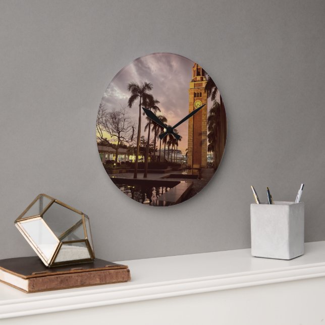 Grande Horloge Ronde Heure tour du coucher du soleil (Bureau)