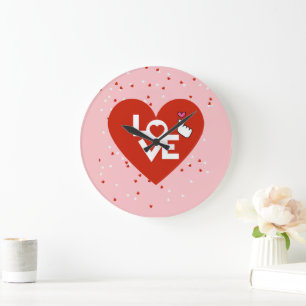 Grande Horloge Ronde Heureuse Sainte-Valentin contemporain