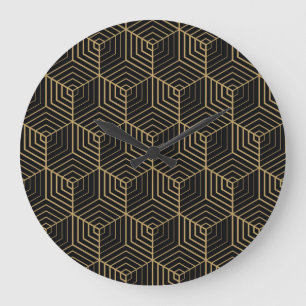 Grande Horloge Ronde Hexagonal Harmony : Art Déco Elegance