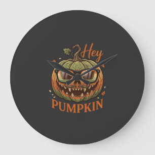 Grande Horloge Ronde Hey Citrouille Halloween Lanterne Jack Lunettes Mo
