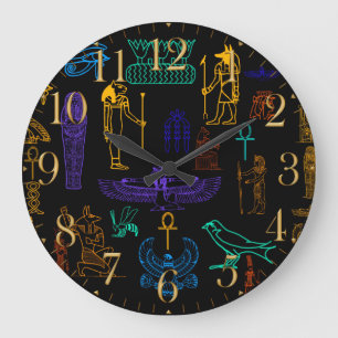 Grande Horloge Ronde Hiéroglyphes et symboles de l'Egyptian