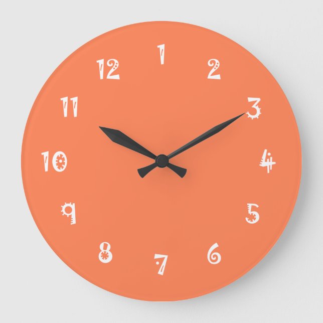 Grande Horloge Ronde Hilarié corail d'une couleur (Recto)