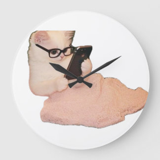 Grande Horloge Ronde Hilarious Tech-Savvy Cat Decorative Wall Clock