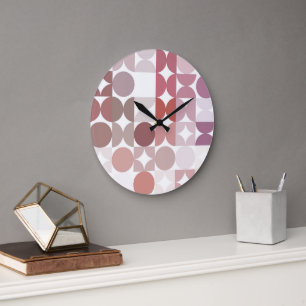 Grande Horloge Ronde Hip Abstrait demi-cercles Fusion Art Motif