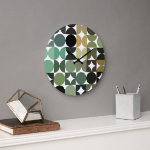 Grande Horloge Ronde Hip demi-cercles Abstraits Fusion industrielle Art
