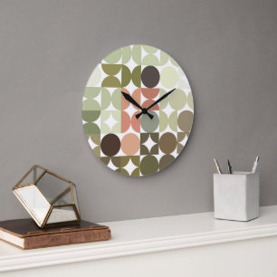 Grande Horloge Ronde Hip demi-cercles Abstraits Fusion industrielle Art