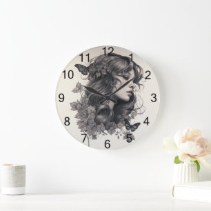 Grande Horloge Ronde Histoires de photos personnalisées Simple moderne 