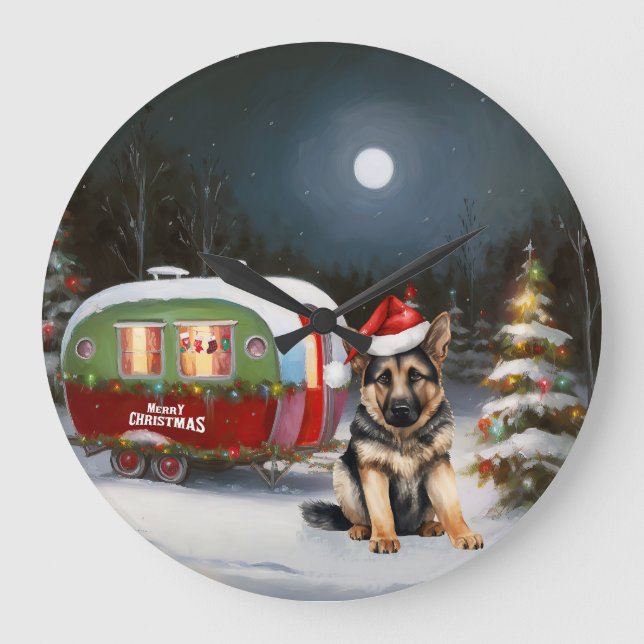 Grande Horloge Ronde Hiver Allemand Berger Caravane Noël Aventure (Recto)