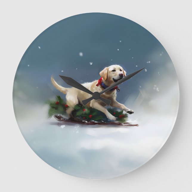Grande Horloge Ronde hiver de Noël du Labrador (Recto)
