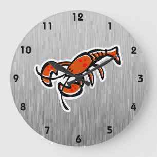 Grande Horloge Ronde Homard ; Métal-regard balayé
