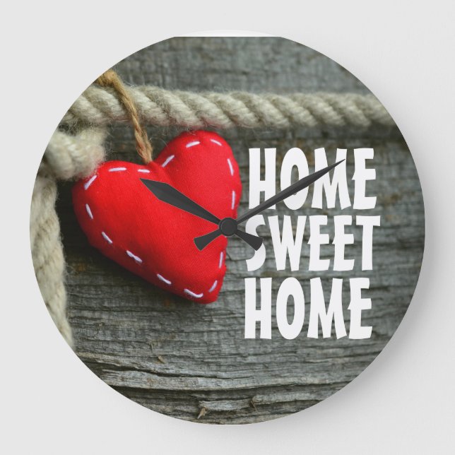 Grande Horloge Ronde HOME SWEET HOME RUSTIC Wall Clock (Recto)
