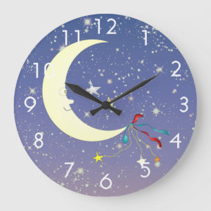 Grande Horloge Ronde Homme dans la lune