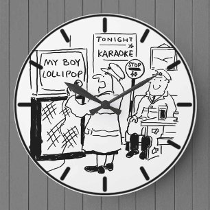 Grande Horloge Ronde Homme sucette et dame sucette karaoke
