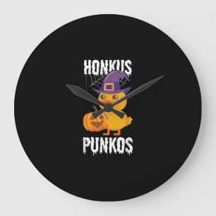 Grande Horloge Ronde Honkus Ponkus Funny Duck Halloween Conception de s