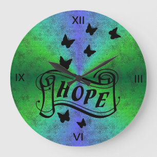 Grande Horloge Ronde Hope & Butterfly on rainbow in leatheroptik