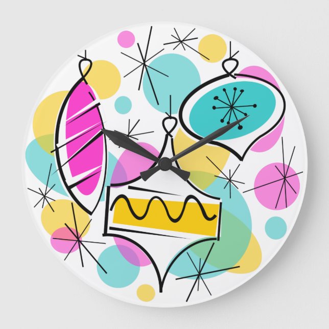 Grande Horloge Ronde Horaire Baubles Arbres rétro (Recto)