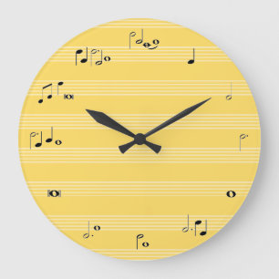 Grande Horloge Ronde Horodateur de note de musique - jaune