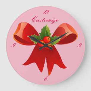 Grande Horloge Ronde Houx rouge Thunder_Cove de ruban