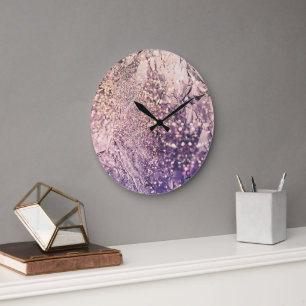 Grande Horloge Ronde Huile Iridescente, Étincelles, Bokeh