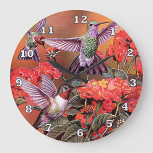Grande Horloge Ronde Hummingbirds Round (Large) Wall Clock