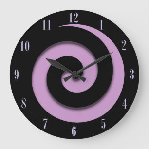 Grande Horloge Ronde Hypnotic Spiral Purple Numbers Wall Clock