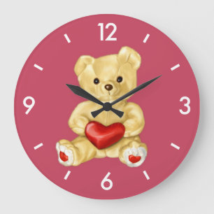 Grande Horloge Ronde Hypnotiseur bleu mignon Ours en peluche