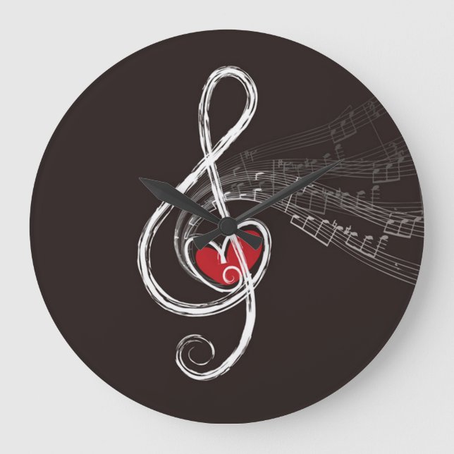 Grande Horloge Ronde I HEART MUSIQUE Trek Clef Black (Recto)