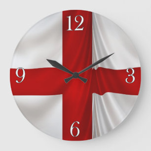 Grande Horloge Ronde I Love England Drapeau de St George Patriotic