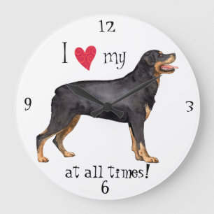 Grande Horloge Ronde I Love my Rottweiler