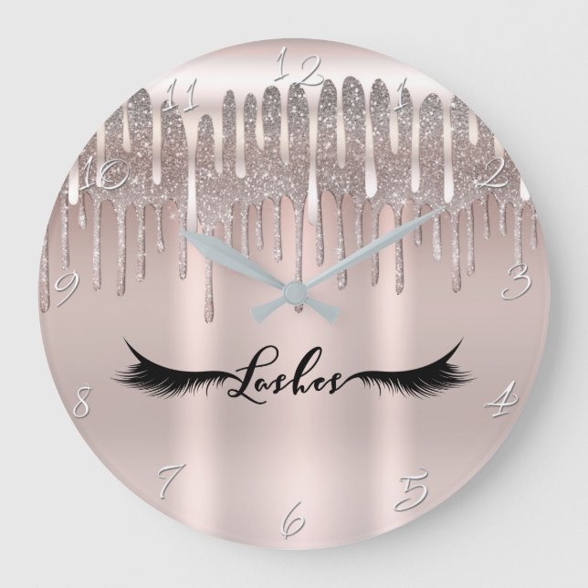 Grande Horloge Ronde Icy Rose Gold Diamond Glitter Drip Lashes (Recto)