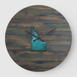 Grande Horloge Ronde Idaho State Shape Teal