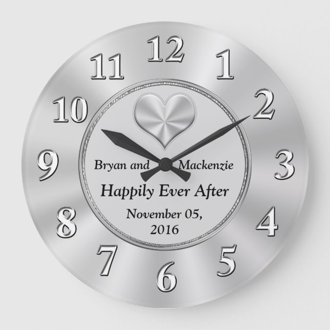 Grande Horloge Ronde Idées cadeaux pour l'anniversaire du Mariage perso (Recto)