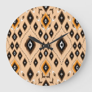 Grande Horloge Ronde Ikat Ethnic Geometry Folklore Motif