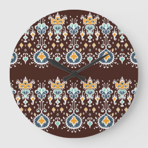 Grande Horloge Ronde Ikat Inspiration : Élégance Orientale