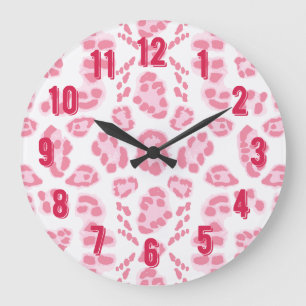 Grande Horloge Ronde Ikat léopard rose