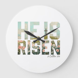 Grande Horloge Ronde Il est Ressuscité Bohème Pâques Chrétien Jésus