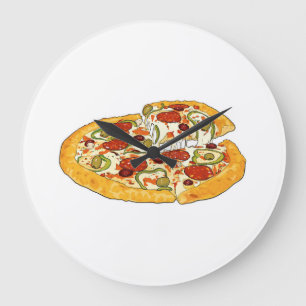 GRANDE HORLOGE RONDE **IL EST TOUJOURS TEMPS POUR PIZZA** FERMER