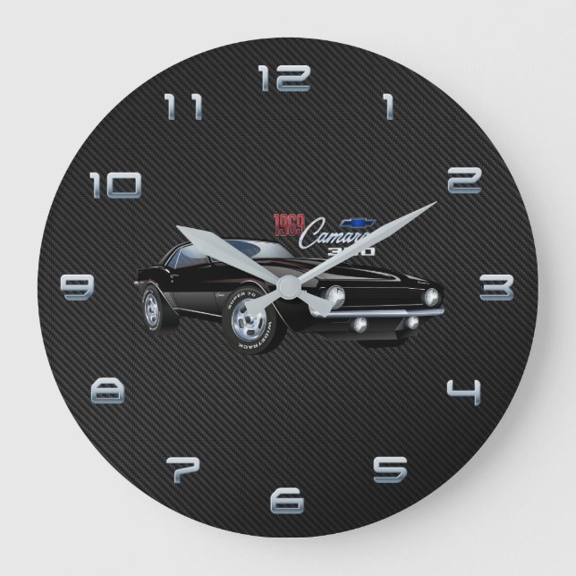 Grande Horloge Ronde Illustration Camaro 1969 (Recto)