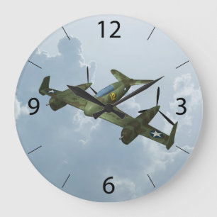 Grande Horloge Ronde Illustration d'aviation militaire de vol de warbir