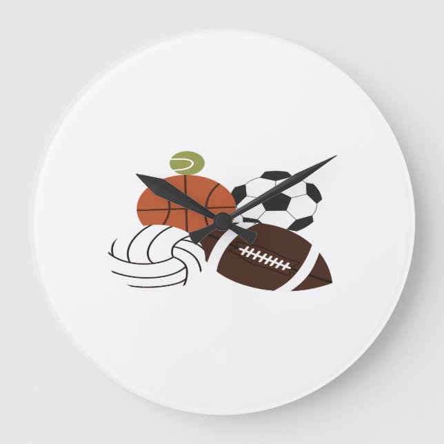 Grande Horloge Ronde illustration de balle de sport (Recto)