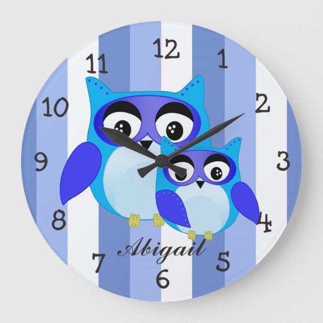 Grande Horloge Ronde Illustration de la bête bleue pour enfants (Recto)