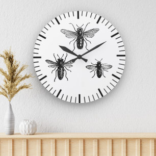 Grande Horloge Ronde Illustration de la reine abeille et abeilles ouvri