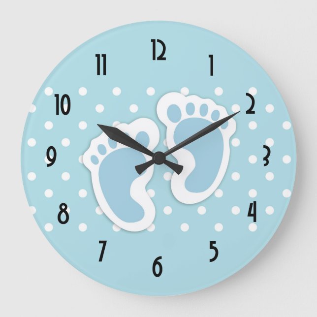 Grande Horloge Ronde Illustration de l'histoire d'un bébé bleu mou (Recto)