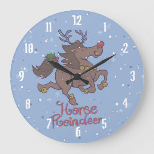 Grande Horloge Ronde Illustration de rennes de cheval