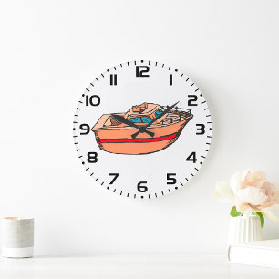 Grande Horloge Ronde Illustration de Speedboat amusant Nautical Boat De