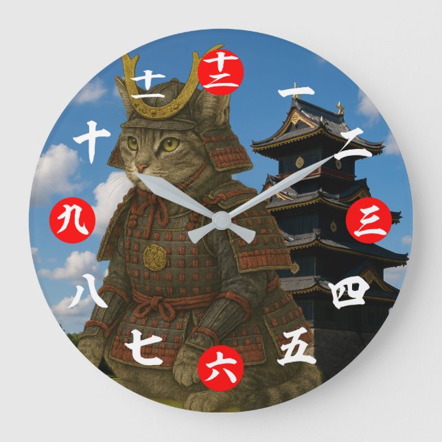 Grande Horloge Ronde Illustration du guerrier blindée (Recto)