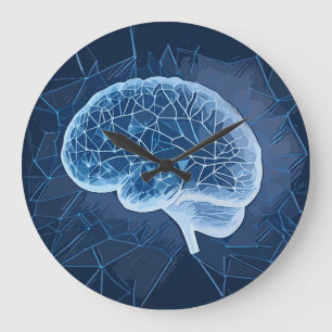 Grande Horloge Ronde Illustration du réseau cérébral - Réseau neuronal