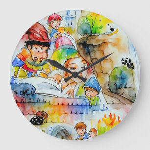 Grande Horloge Ronde Illustration d'un conte de fées de Whimsical
